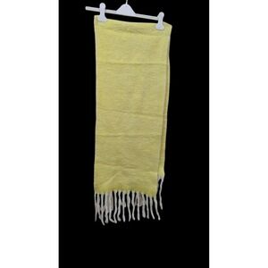 Erfurt Denmark Luxury Yellow Fringed Scarf NWT Soft Wool Blend 76x12